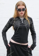 Haunt Studded Sculpt Stretch ZIP Hoodie Black-1