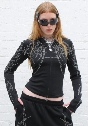 Haunt Studded Sculpt Stretch ZIP Hoodie Black-1