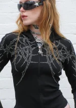 Haunt Studded Sculpt Stretch ZIP Hoodie Black-5