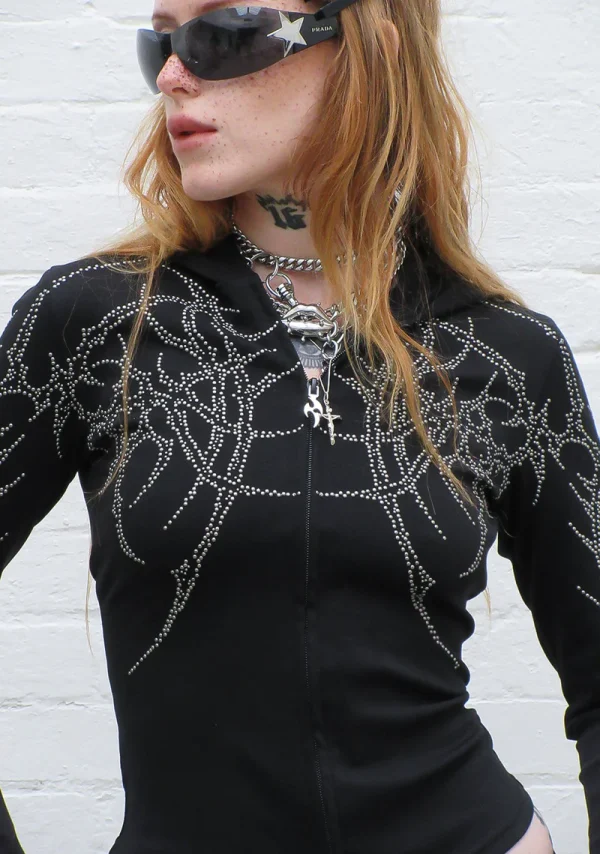 Haunt Studded Sculpt Stretch ZIP Hoodie Black-5