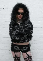 Heist Rhinestone Cuff Micro Hotpant Shorts Black-1