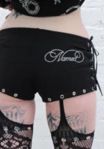 Heist Rhinestone Cuff Micro Hotpant Shorts Black-2