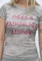 Hell's Favorite Rhinestone Baby Tee Camo-4