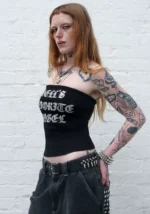 Hell's Favorite Rhinestone Tube Top Black-1