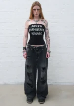 Hell's Favorite Rhinestone Tube Top Black-2