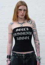 Hell's Favorite Rhinestone Tube Top Black-4