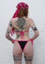 Idol Rhinestone Cheeky Bikini Bottoms Black-2