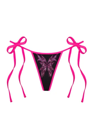 Idol Rhinestone Cheeky Bikini Bottoms Black