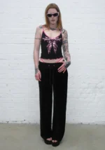 Idol Rhinestone Fitted Cami Top Black-2