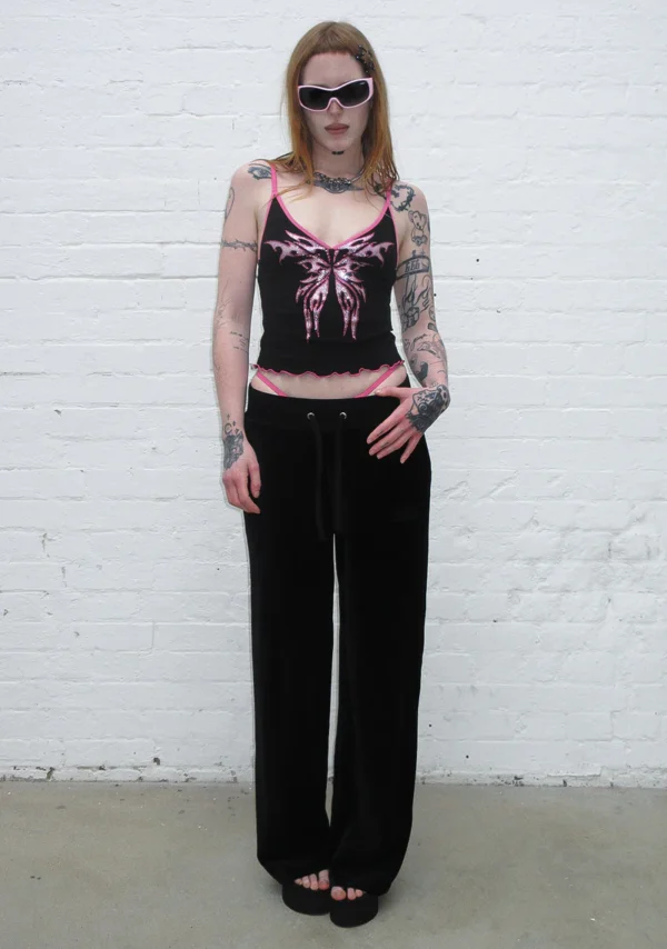 Idol Rhinestone Fitted Cami Top Black-2