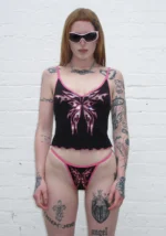 Idol Rhinestone Fitted Cami Top Black-4