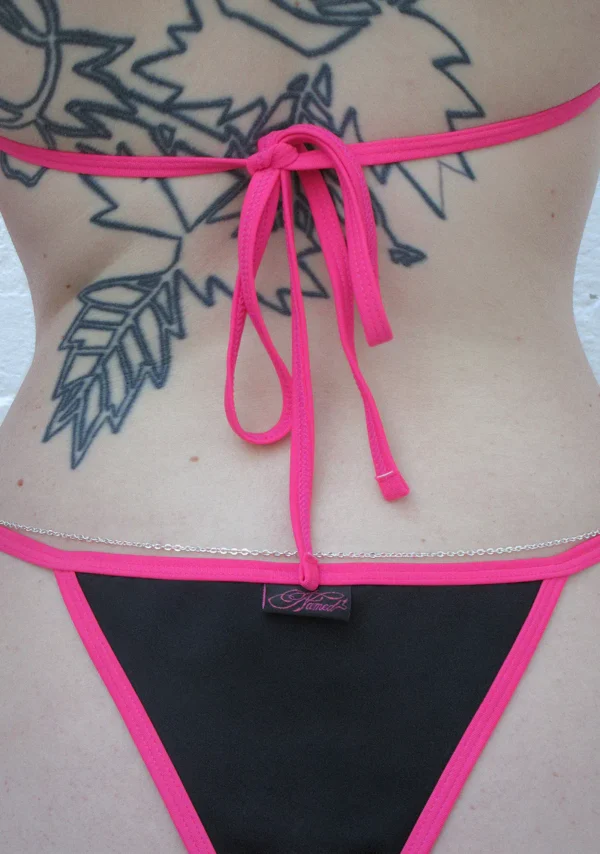 Idol Rhinestone Triangle Bikini Top Black-4