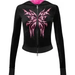 Idol Rhinestone Velour Fitted ZIP Hoodie Black