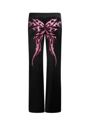 Idol Rhinestone Velour Sweatpants Black-1