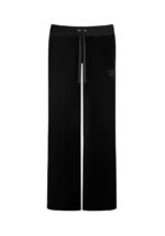 Idol Rhinestone Velour Sweatpants Black