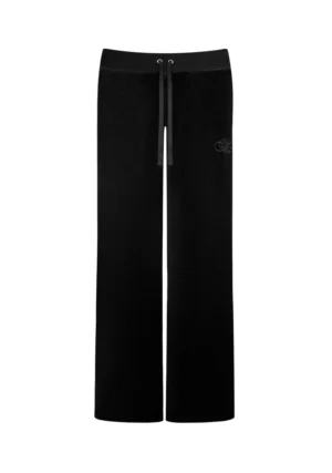 Idol Rhinestone Velour Sweatpants Black
