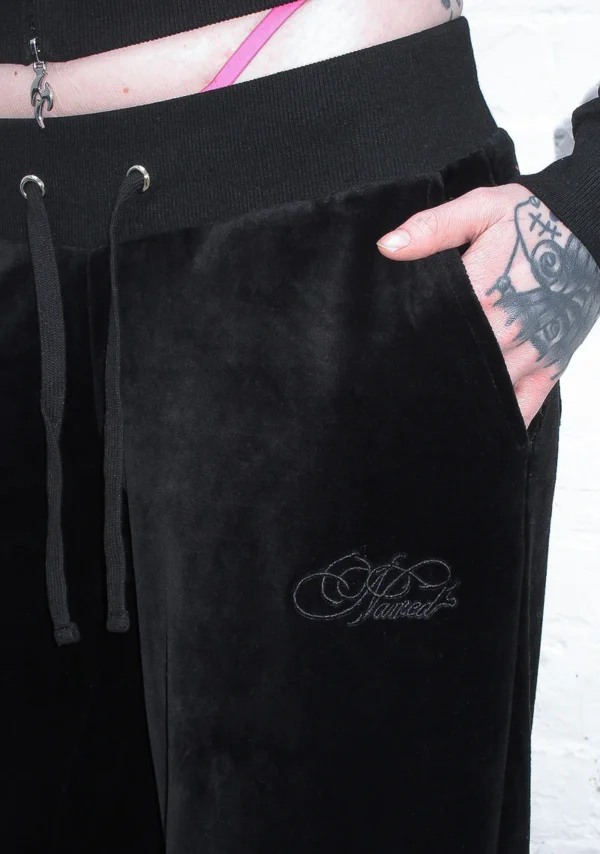 Idol Rhinestone Velour Sweatpants Black-4