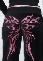 Idol Rhinestone Velour Sweatpants Black-5