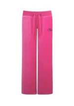 Idol Rhinestone Velour Sweatpants Hot Pink