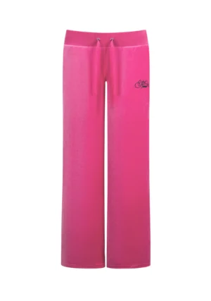 Idol Rhinestone Velour Sweatpants Hot Pink