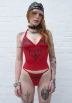 Ignite Rhinestone Halterneck Cami Top Red-2