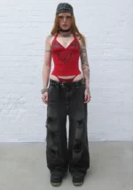 Ignite Rhinestone Halterneck Cami Top Red-4