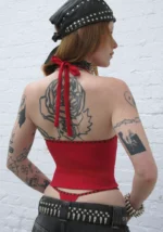 Ignite Rhinestone Halterneck Cami Top Red-6