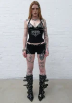 Ignite Rhinestone Micro Hotpant Shorts Black-1