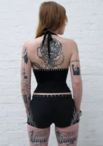 Ignite Rhinestone Micro Hotpant Shorts Black-2