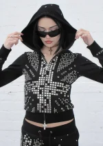 Knight Studded Fitted Hoodie Black-1