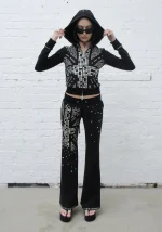 Knight Studded Fitted Hoodie Black-2