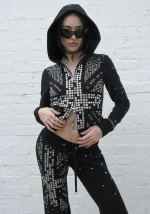 Knight Studded Fitted Hoodie Black-3