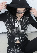 Knight Studded Fitted Hoodie Black-5