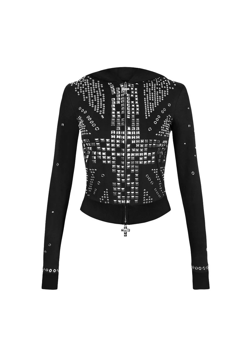 Knight Studded Fitted Hoodie Black Knight Studded Fitted Hoodie Black