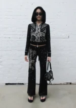 Knight Studded Fitted Pants Black-1