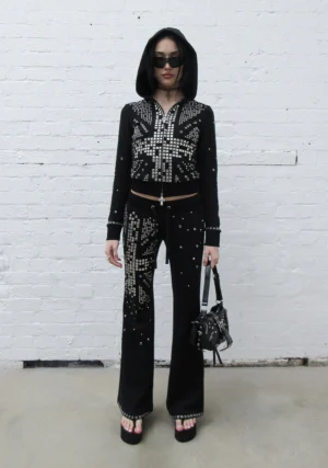 Knight Studded Fitted Pants Black-1