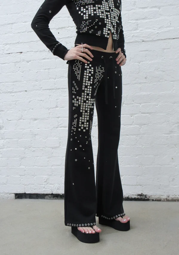 Knight Studded Fitted Pants Black-3