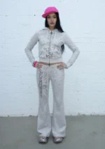 Knight Studded Fitted Pants Grey Marl-1