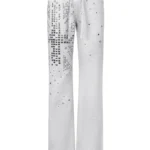 Knight Studded Fitted Pants Grey Marl