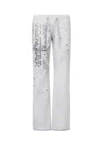 Knight Studded Fitted Pants Grey Marl