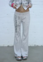 Knight Studded Fitted Pants Grey Marl-3
