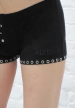 Knight Studded Micro Hotpant Shorts Black-4