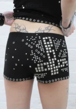 Knight Studded Micro Hotpant Shorts Black-5