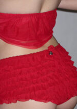 Lovebite Mesh Ruffle Micro Hotpant Shorts Red-2