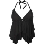 Lovebite Sheer Mesh Halterneck Cami Top Black
