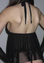 Lovebite Sheer Mesh Halterneck Cami Top Black-3