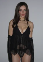 Lovebite Sheer Mesh Halterneck Cami Top Black-5
