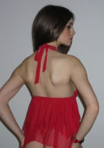 Lovebite Sheer Mesh Halterneck Cami Top Red-3