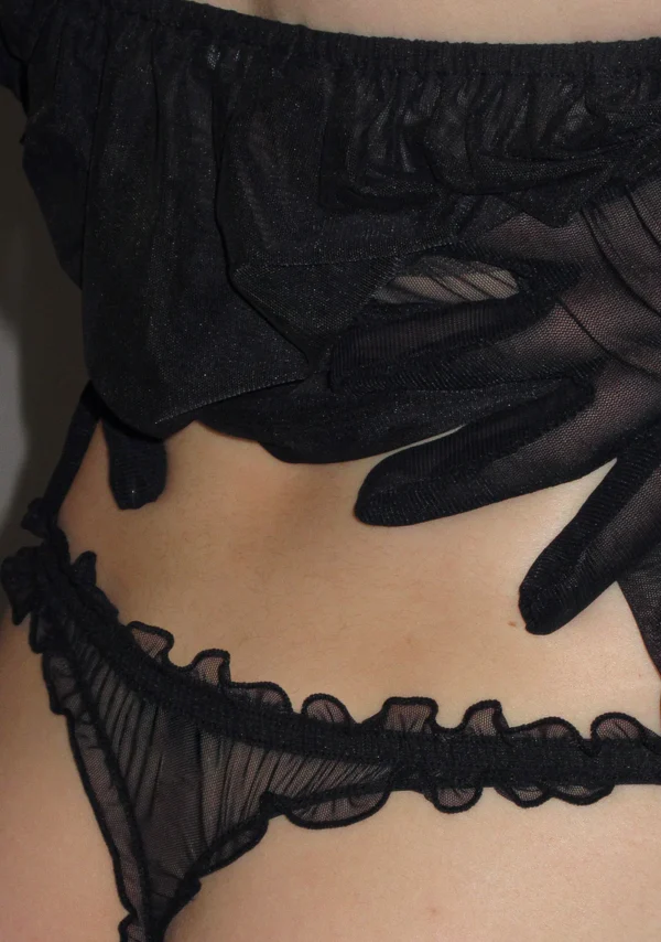 Lovebite Sheer Mesh Scrunch Thong Black-2