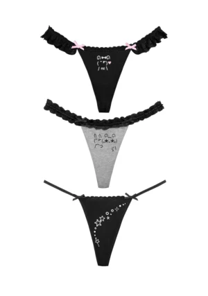 Malfunction Thong Black And Grey Marl (3 Pack)
